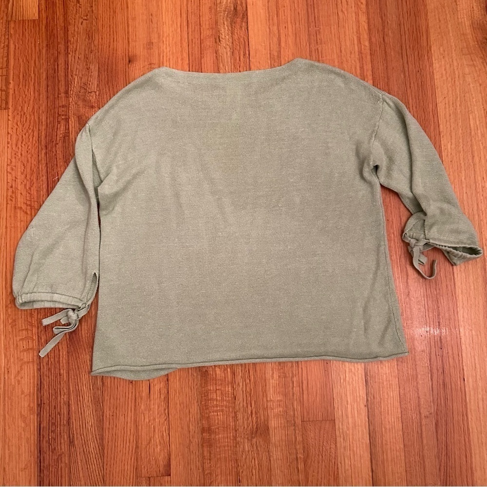 Eileen Fisher Sweater Organic Linen Tie-Cuff Light Green Women’s Sz XS # - Picture 12 of 12